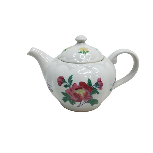 vintage laura ashley porcelain parfumes floral gold trim tea pot - Picture 7 of 11